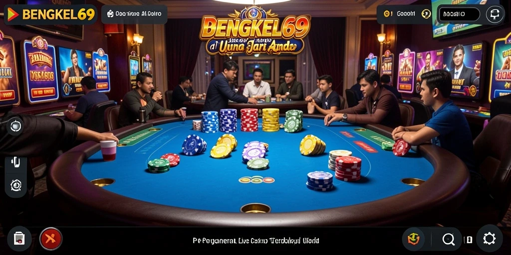 Screenshot gameplay BENGKEL69 yang menunjukkan suasana Live Casino yang mendebarkan.
