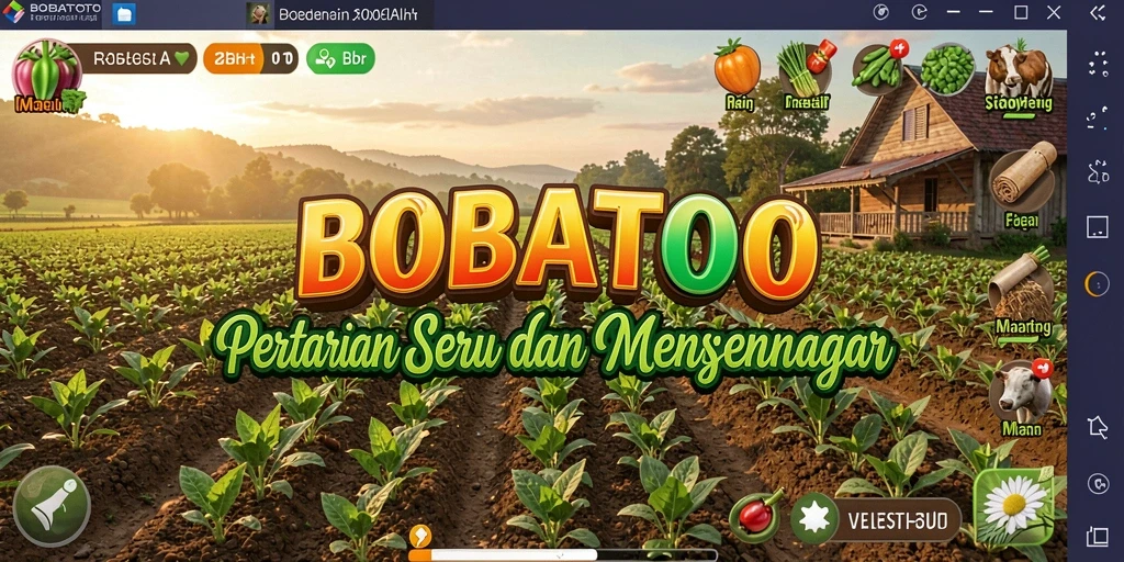 Tangkapan layar gameplay BOBATOTO yang menunjukkan keindahan ladang dan tanaman.