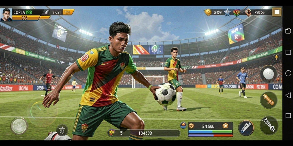 Screenshot gameplay dari CORLA188 menampilkan momen seru pertandingan olahraga.