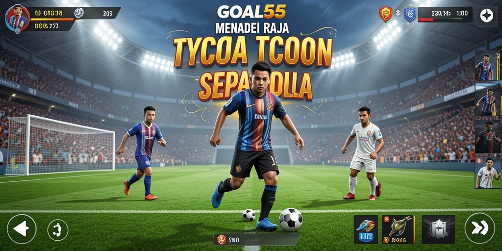 Tampilan menarik dari gameplay GOAL55 dengan elemen Tycoon.