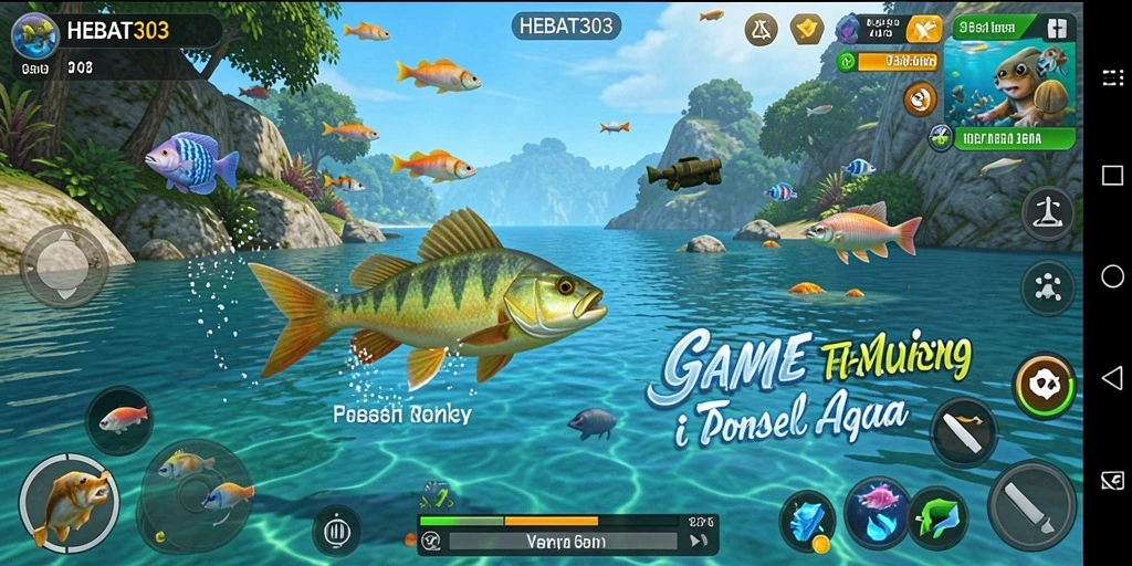 Tampilan gameplay HEBAT303 yang memukau saat memancing di laut.