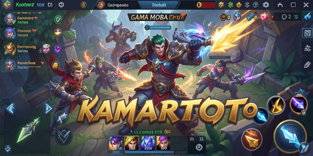 Tangkapan layar gameplay KAMARTOTO menampilkan pertempuran tim yang seru.
