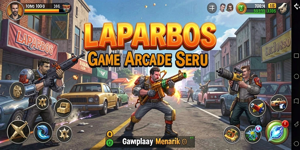Tangkapan layar gameplay LAPARBOS yang penuh aksion.
