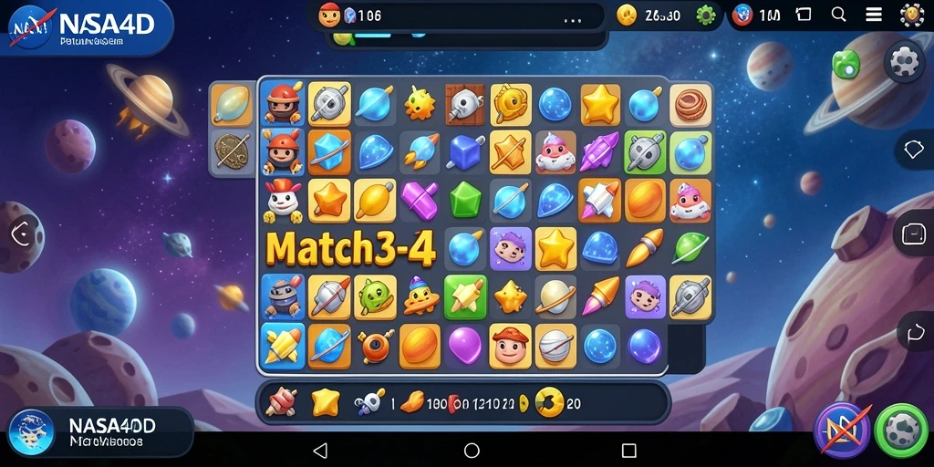 Screenshot gameplay dari NASA4D menampilkan aksi mencocokkan yang seru.