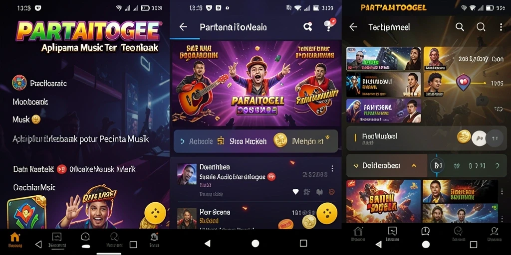 Gameplay PARTAITOGEL dengan pemutar musik interaktif yang menyenangkan.