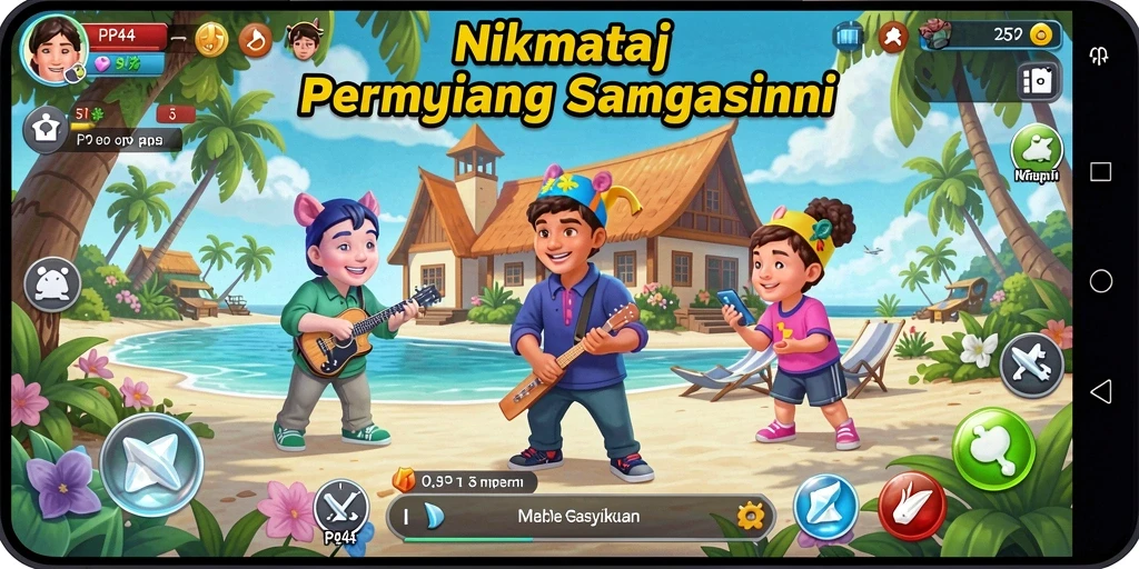 Tangkapan layar gameplay PP444 yang menarik dan penuh warna.