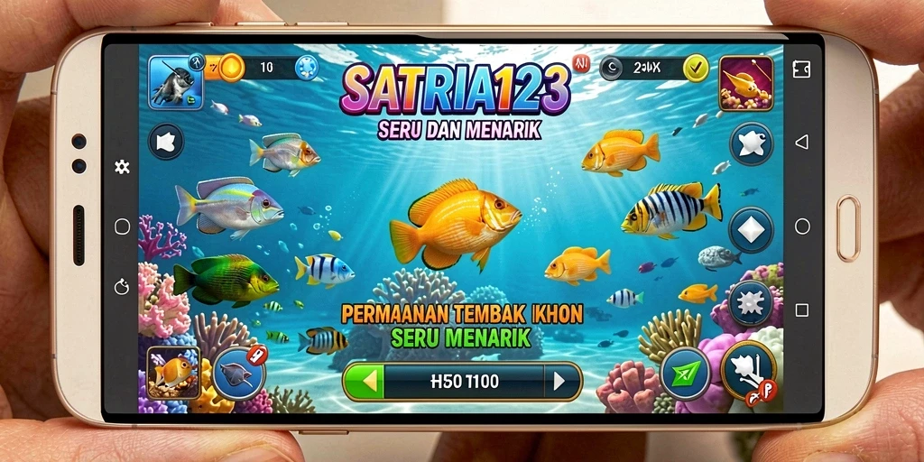 Tampilan gameplay menembak ikan yang menyenangkan di SATRIA123.