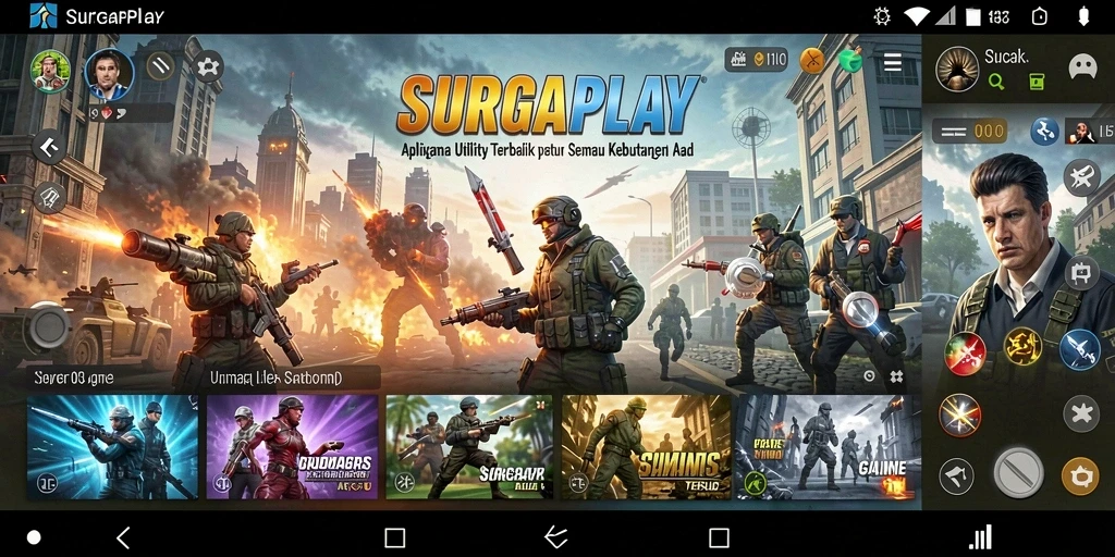 Tampilan utama SURGAPLAY yang sederhana dan intuitif.