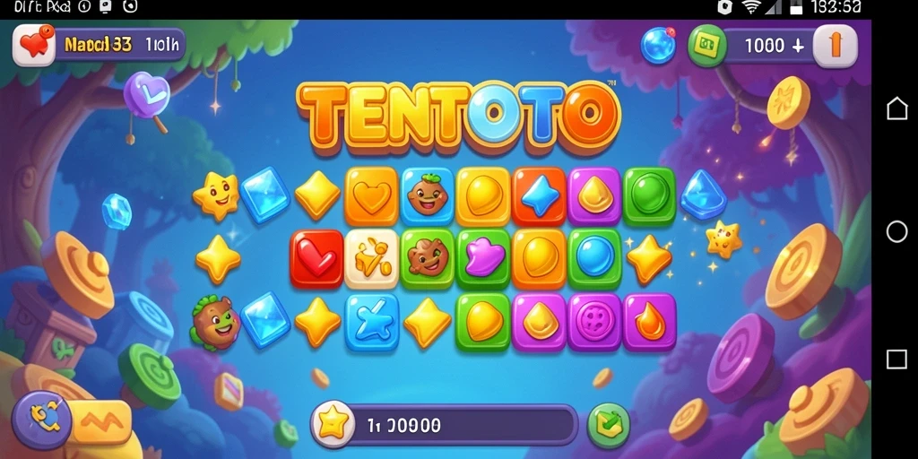 Screenshot gameplay TENTOTO menampilkan keseruan mencocokkan item.