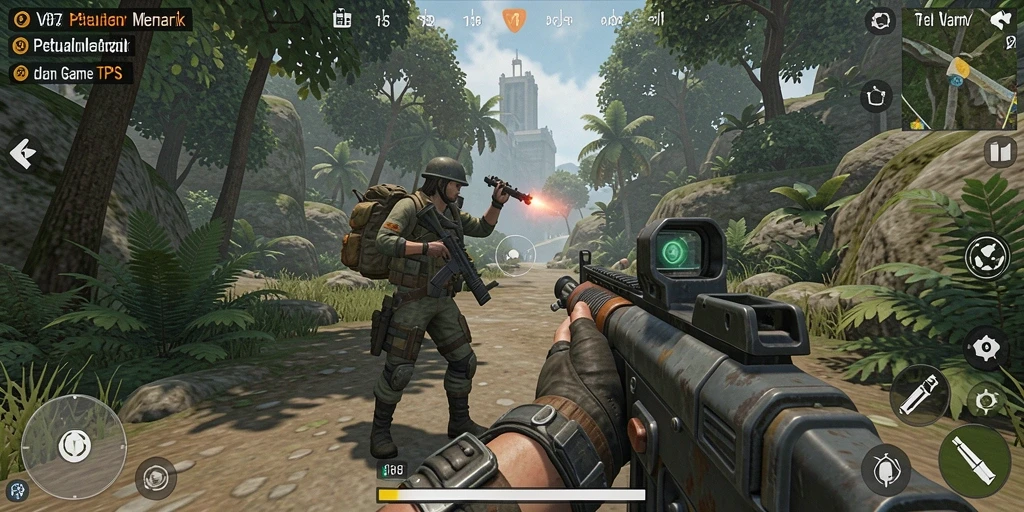 Screenshot menunjukkan aksi mendebarkan dalam gameplay V87.